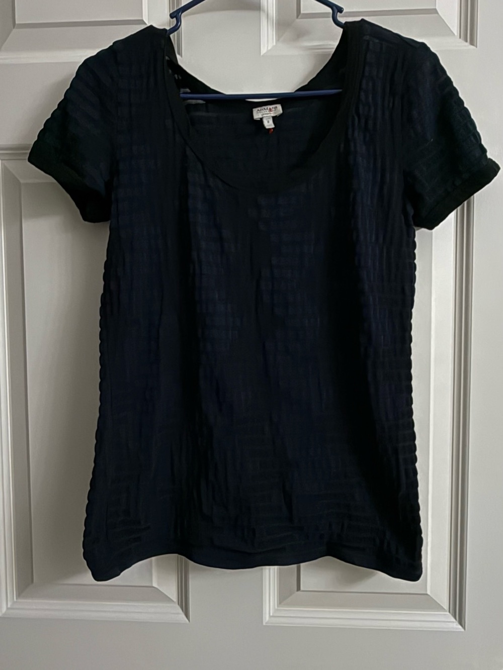 ARMANI Collezioni Blue Scoop Neck Tee Sz 8